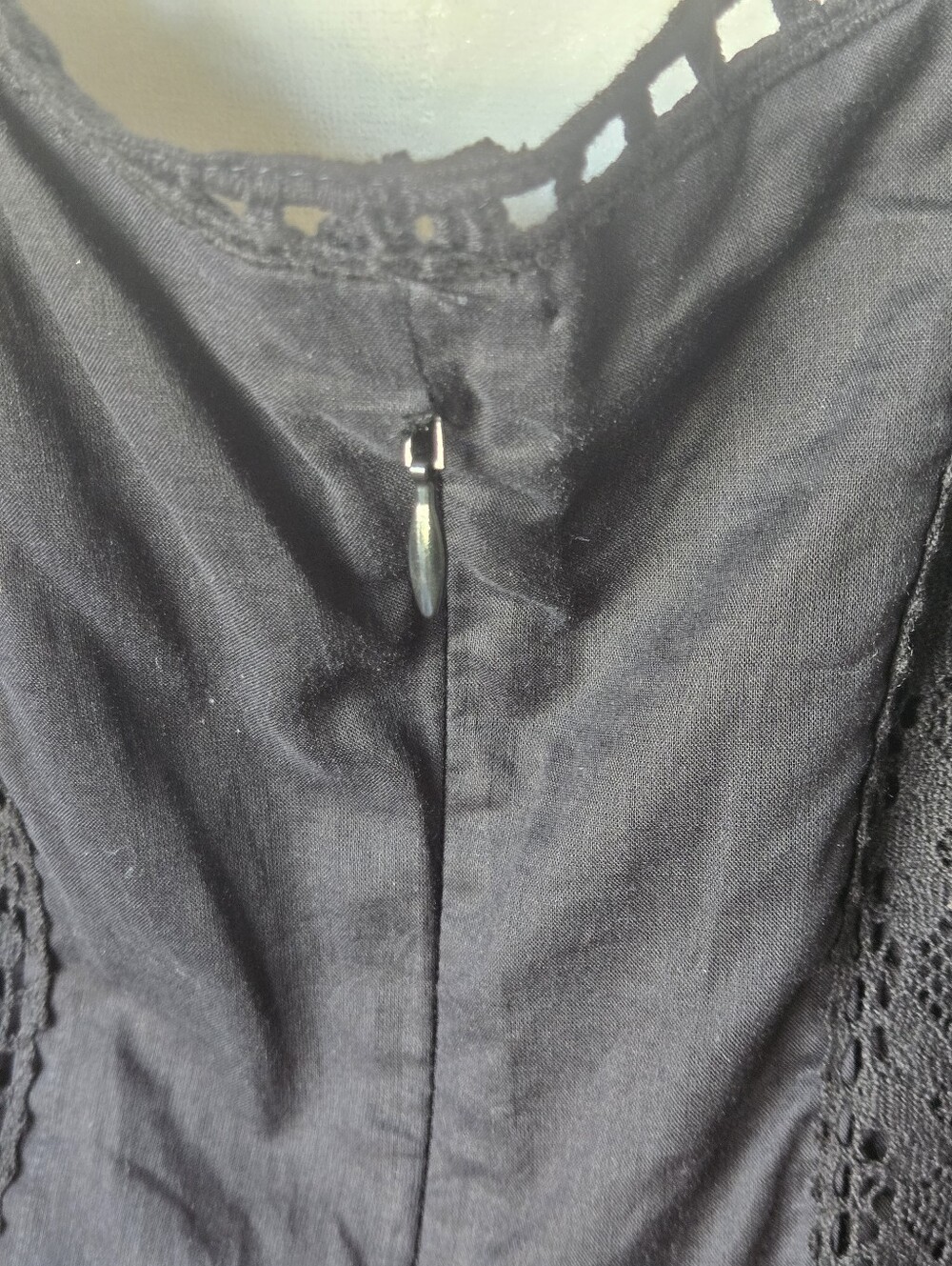 Sundance Amira Black Lace Yoke Crochet Bohemian Sleeveless Mini Dress Size M - Picture 6 of 11